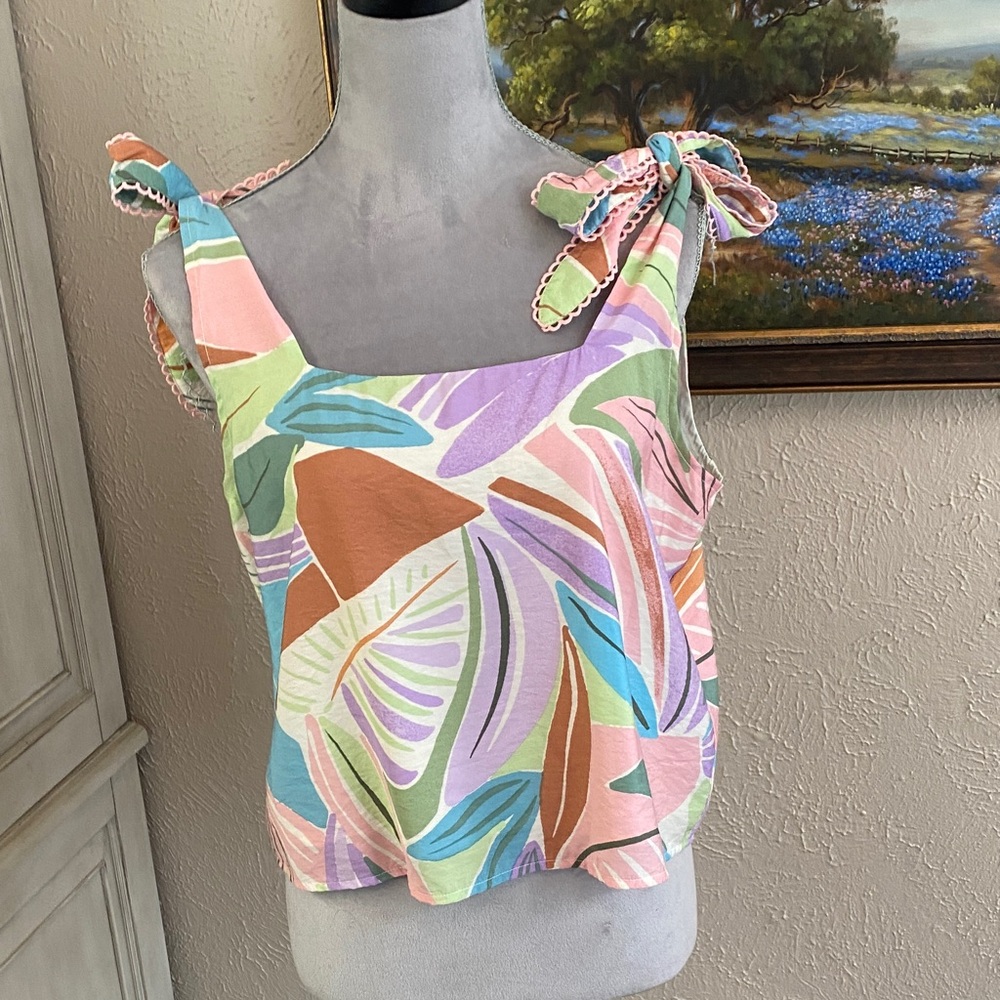 Chance or Fate Pastel Tropical Print Tank Top